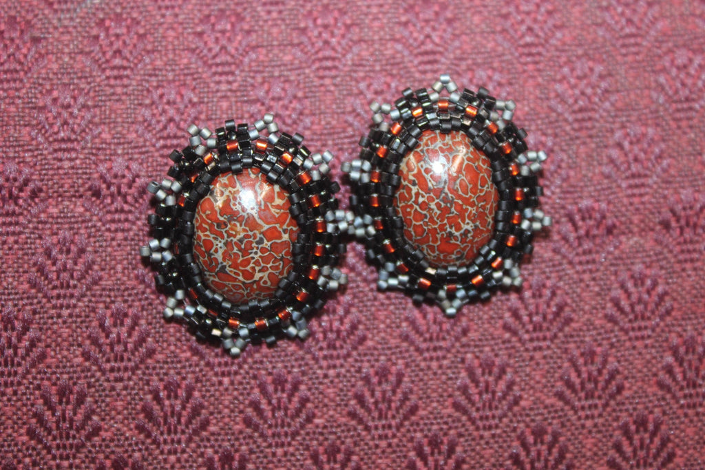 Red Gembone Stud Earrings