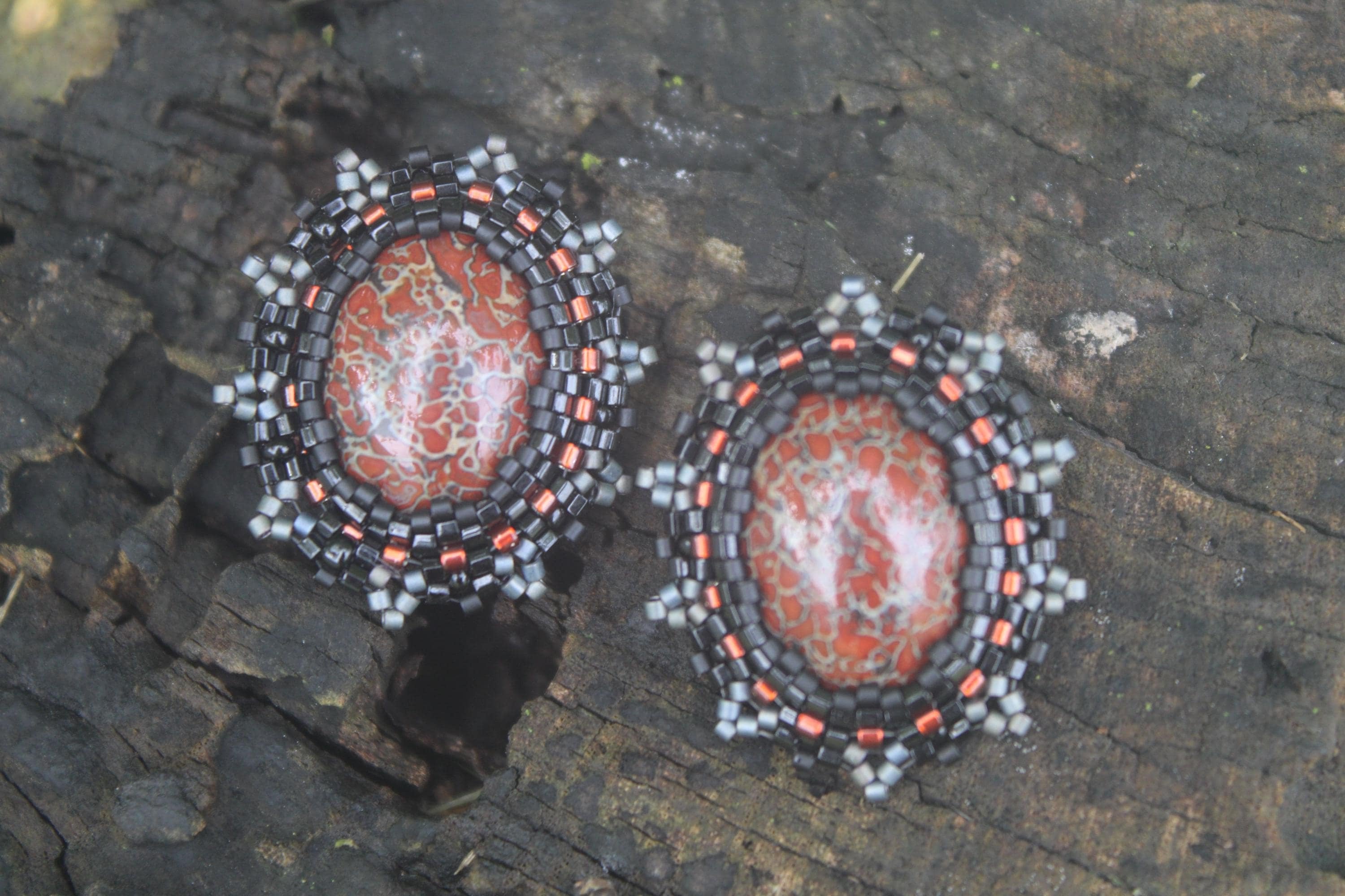 Red Gembone Stud Earrings