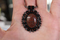 Red Gembone Beaded Pendant Necklace