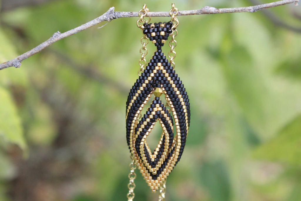 Double Peyote Twist Beaded Pendant Necklace