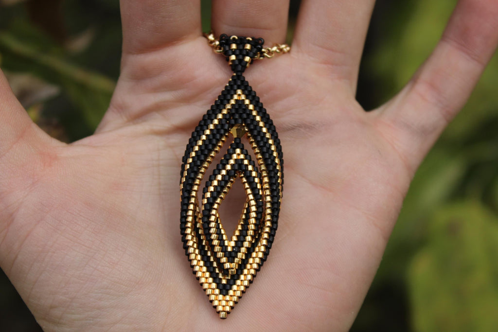 Double Peyote Twist Beaded Pendant Necklace