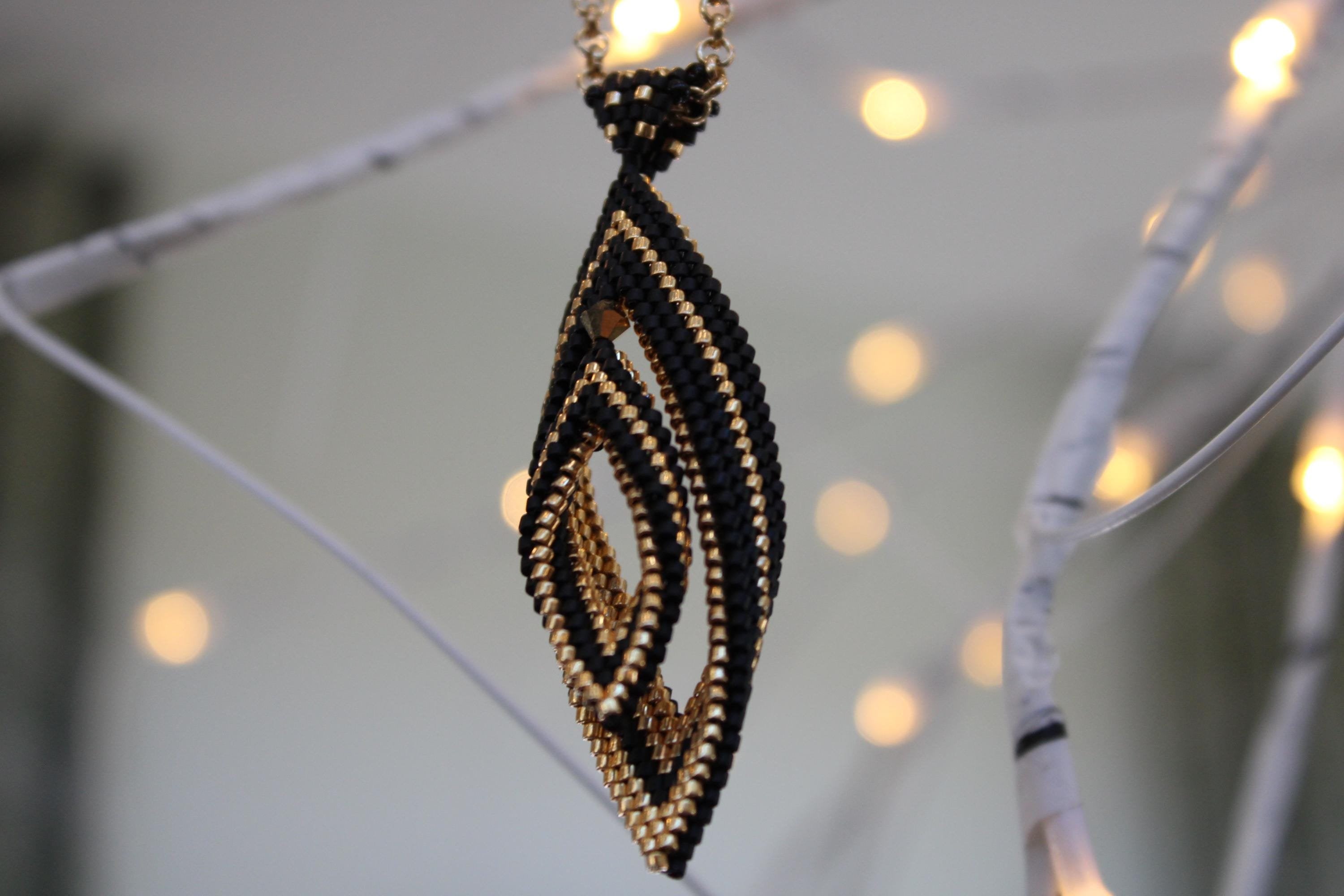 Double Peyote Twist Beaded Pendant Necklace
