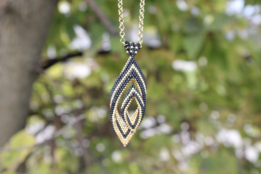 Double Peyote Twist Beaded Pendant Necklace