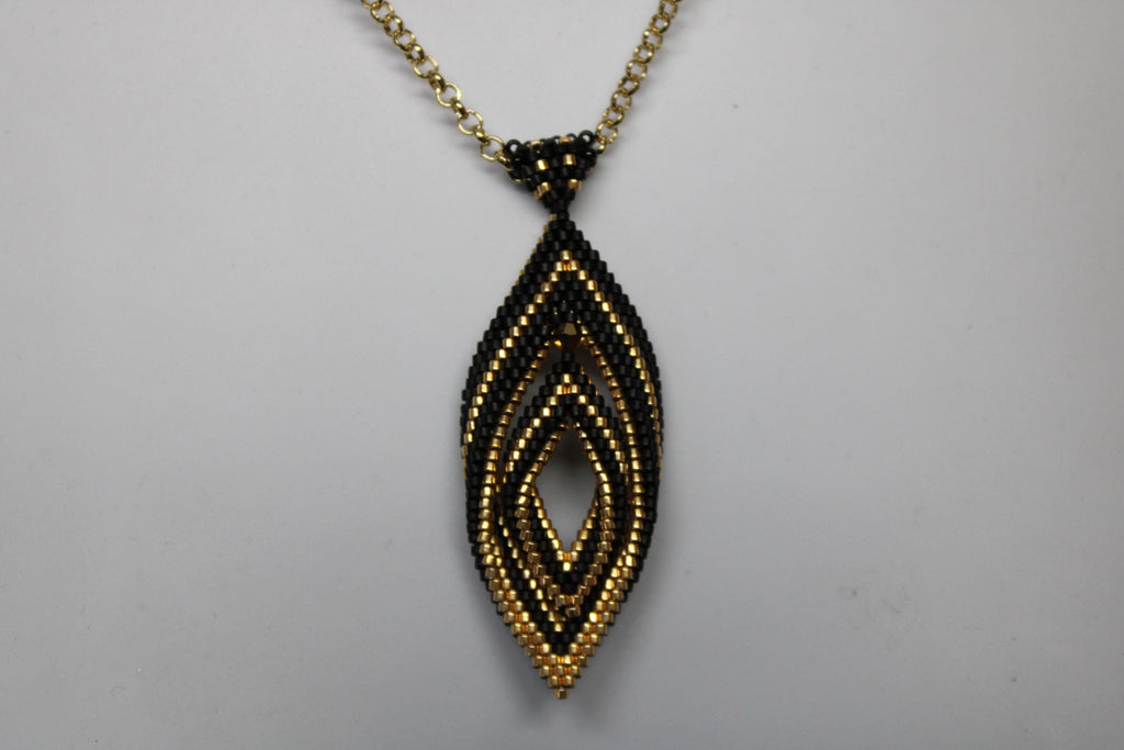 Double Peyote Twist Beaded Pendant Necklace