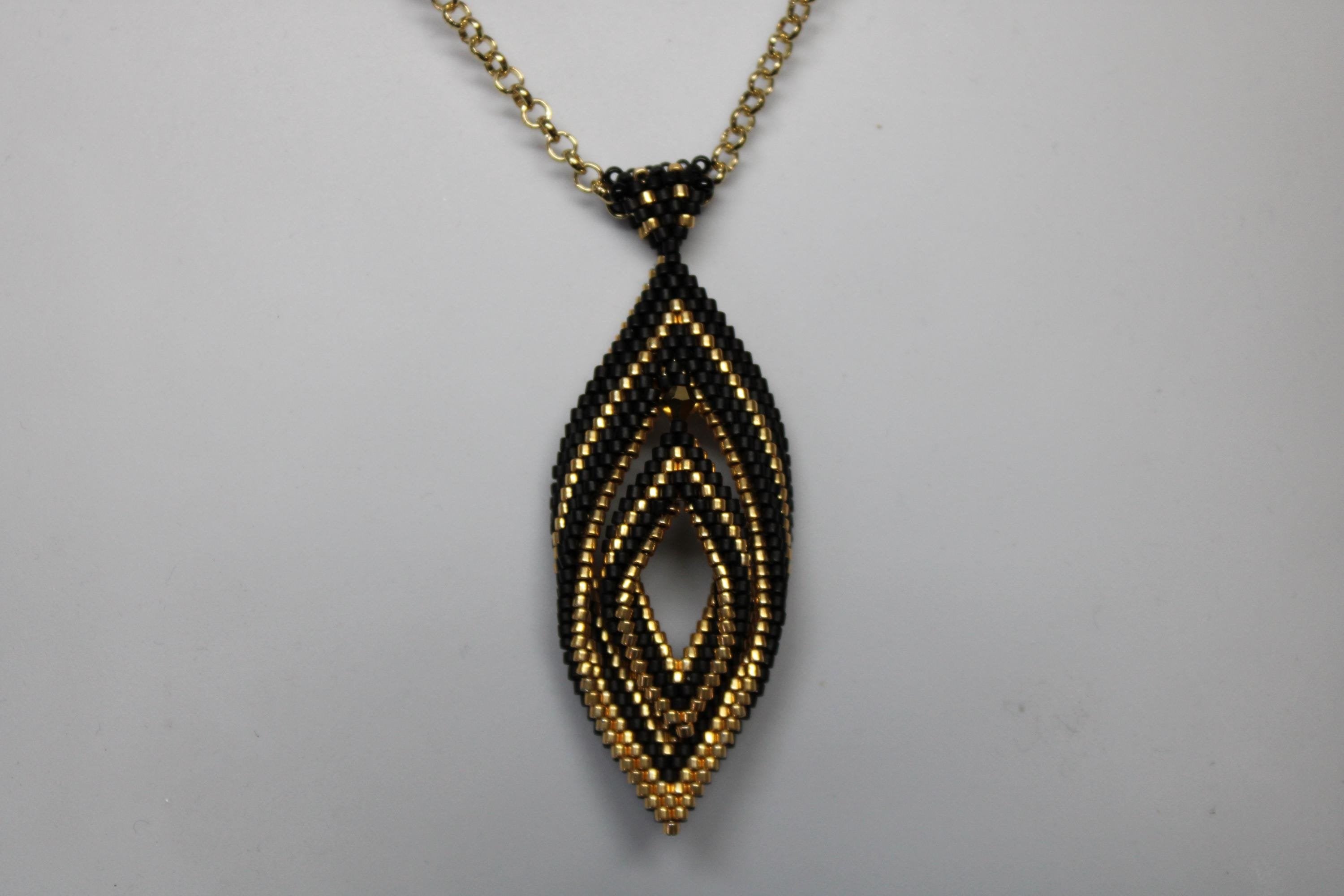 Double Peyote Twist Beaded Pendant Necklace