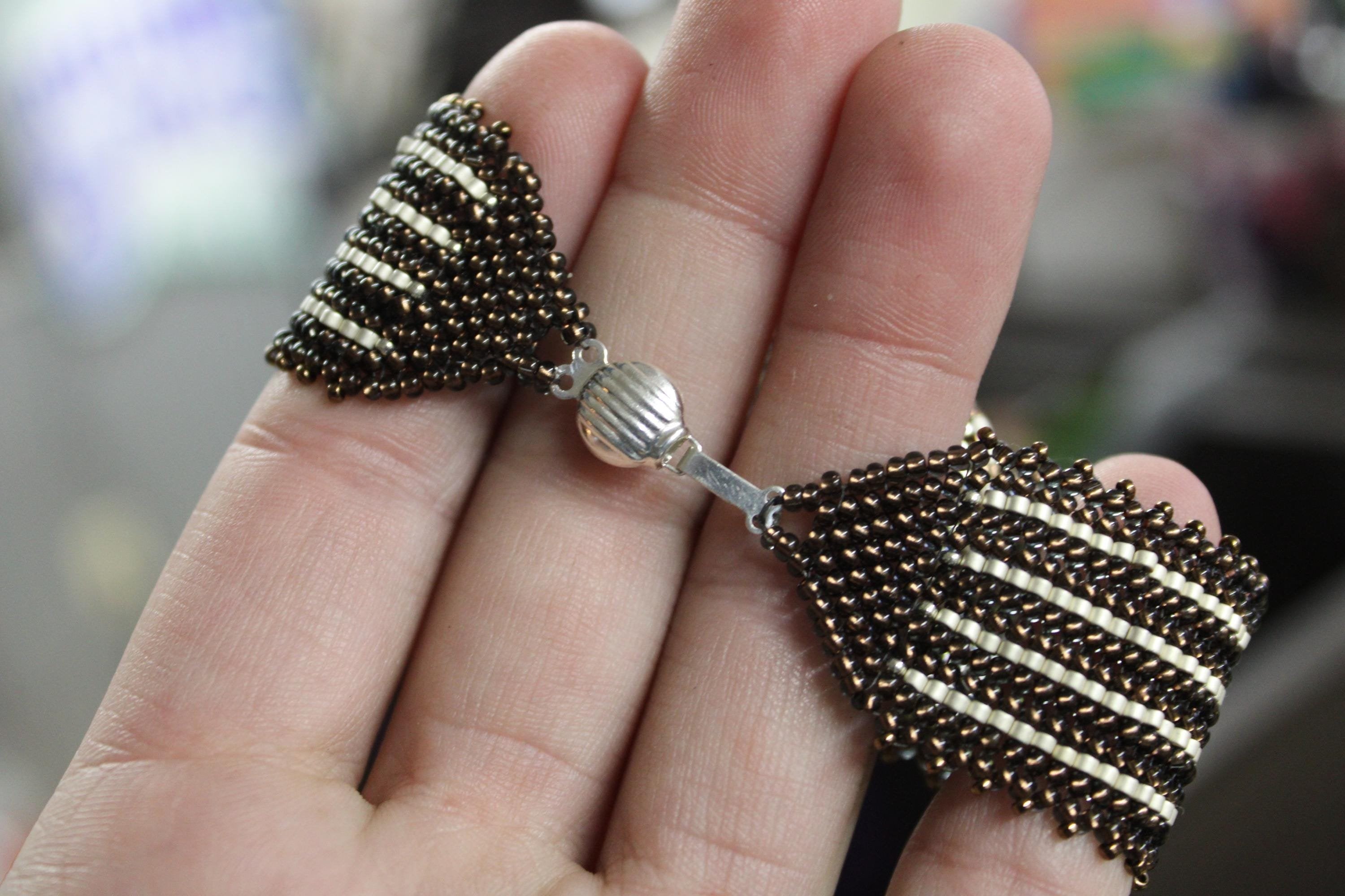 Beautiful Turritella Agate Wide Cuff Beaded Bracelet