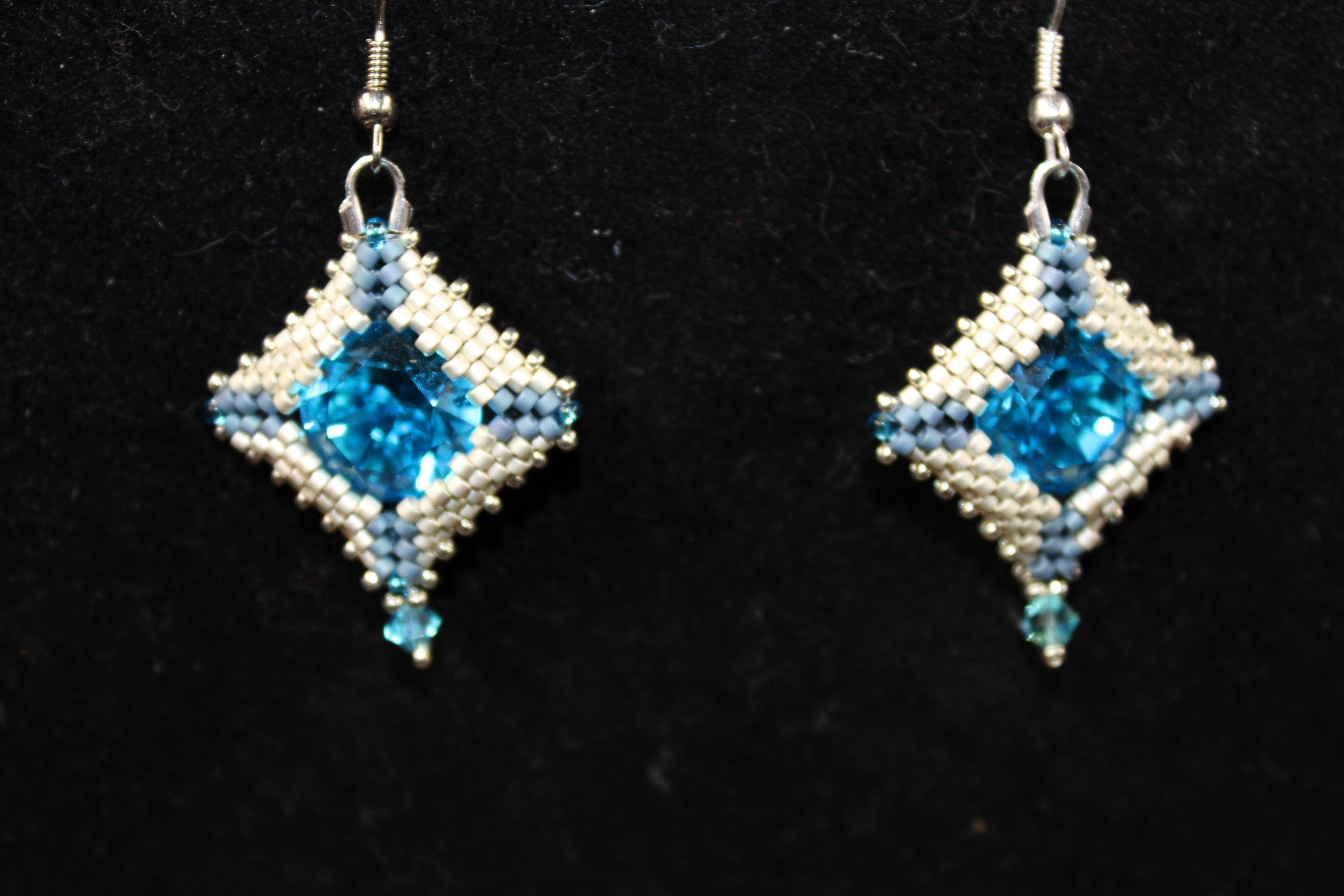Silver Blue Chaton Earrings