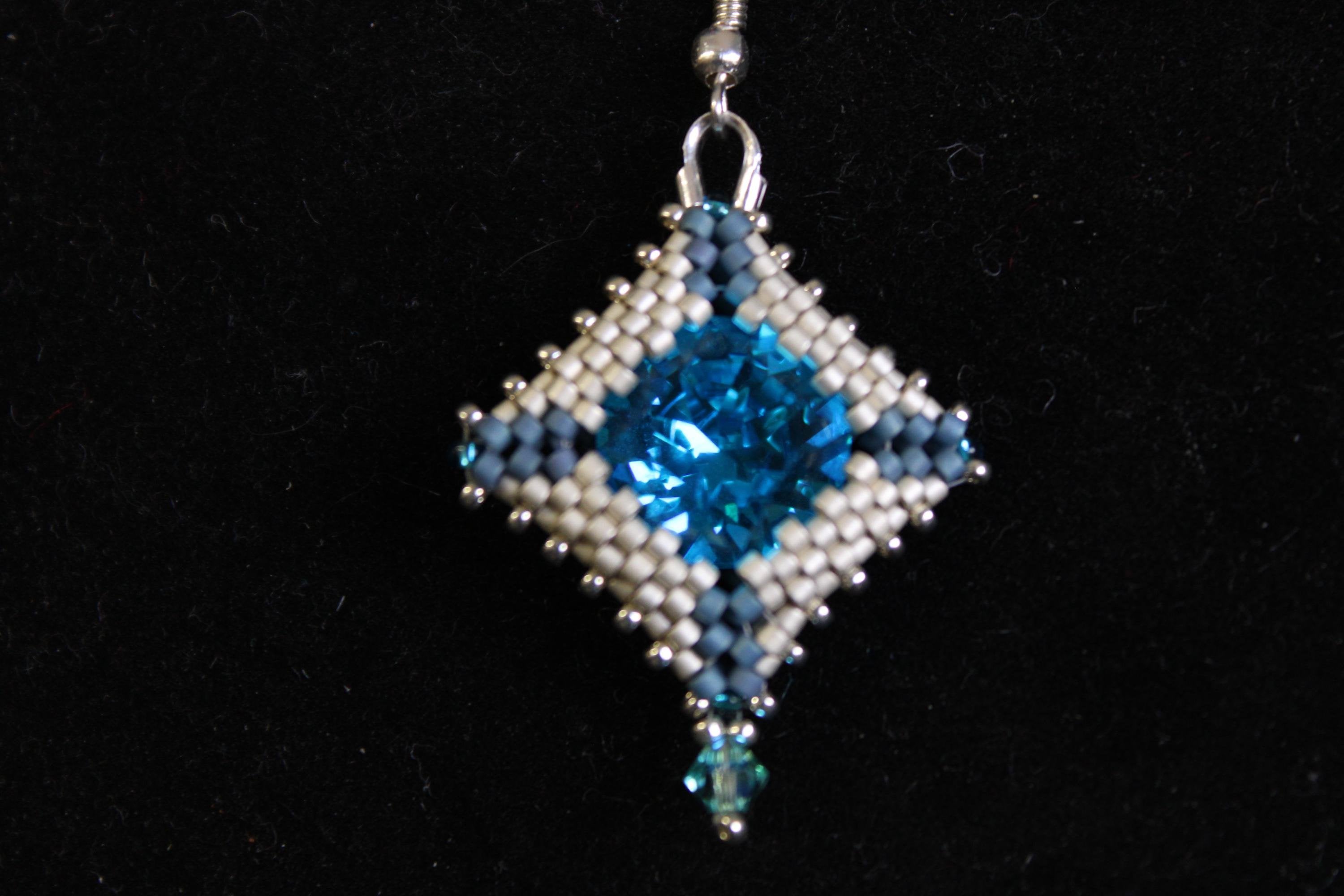 Silver Blue Chaton Earrings