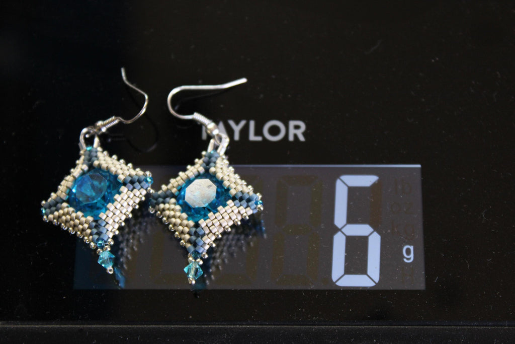 Silver Blue Chaton Earrings