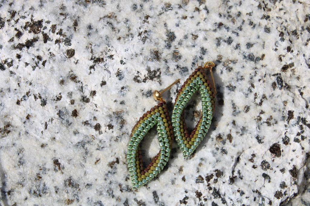 Tiny Green  Peyote Twist Earrings