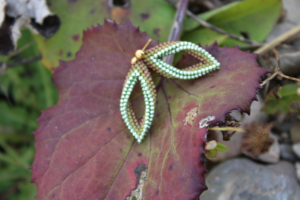 Tiny Green  Peyote Twist Earrings